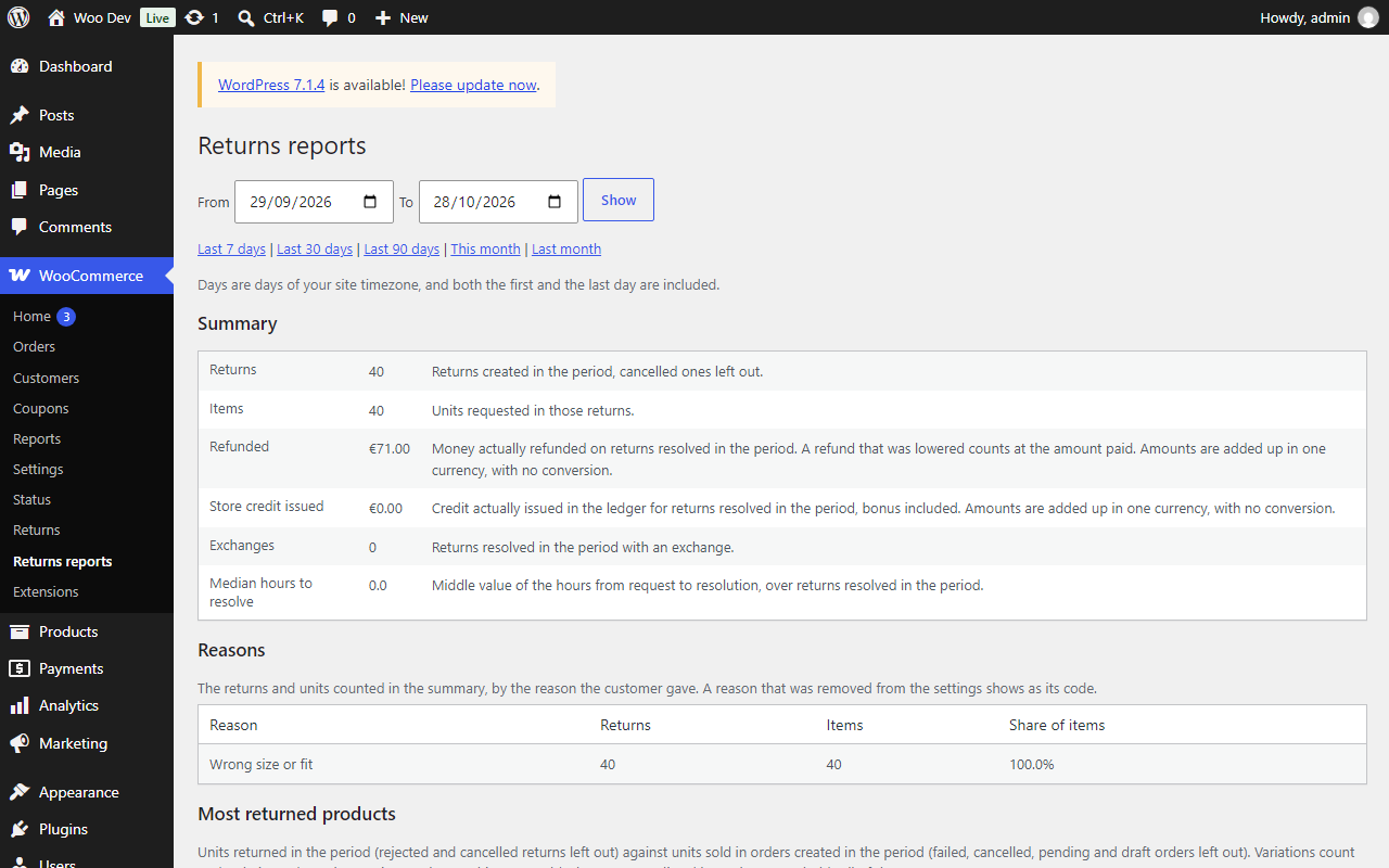 The returns report