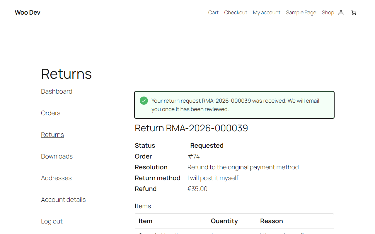 A return page